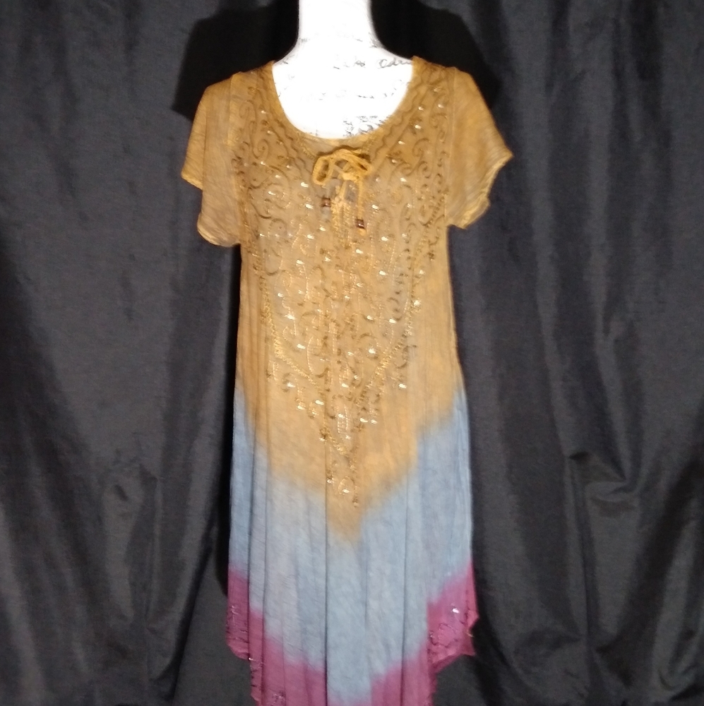 Embellished multicolored summer dress